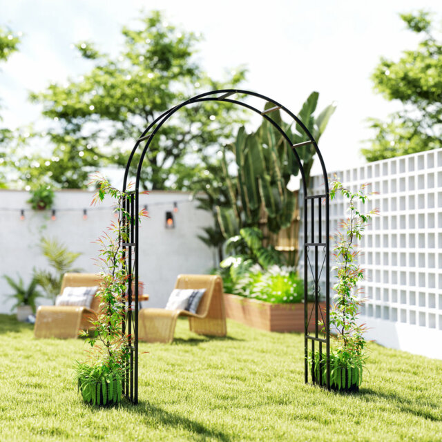 150cm W x 40cm D Steel Garden Arch in Black