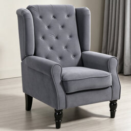 Wingback Accent Chair, Retro Upholstered Button Tufted Occasional Chair For Living Room And Bedroom,