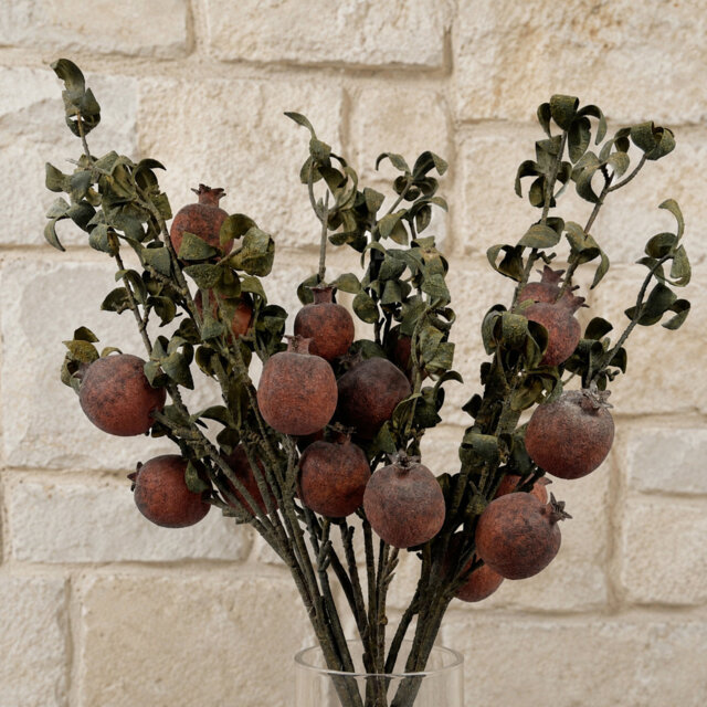 Leaf Design Artificial Flowers 75cm Faux Pomegranite Plant