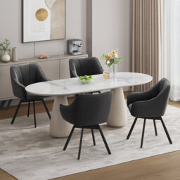 Swivel Dining Chairs with Armrests and Backrest