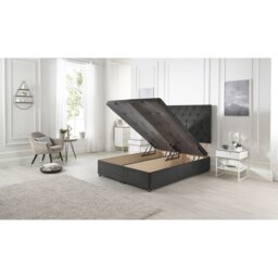 Orchid Ottoman Divan Storage Bed Base with Upholstered Headboard Tweed Fabric