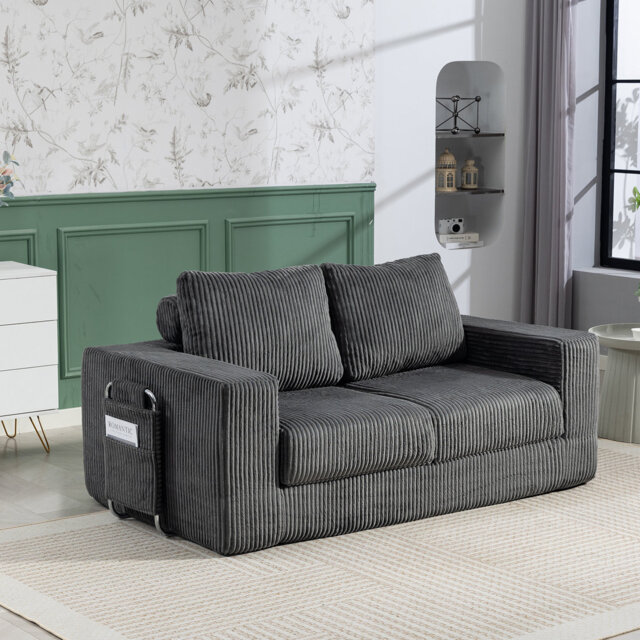 176cm Convertible Sofa Bed 2 Seater Loveseat Sofa No Assembly Required