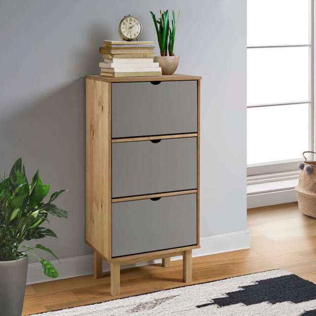 6 Pair Solid Wood Shoe Storage Cabinet
