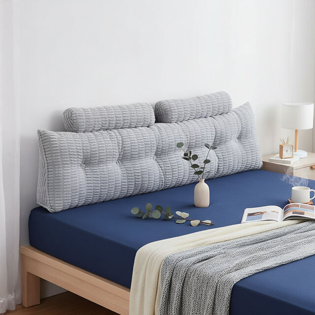 Cotton Grey Rectangular Backrest Cushion