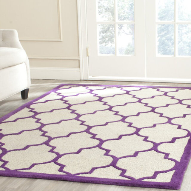 Rotteck Hand-Tufted Ivory/Purple Area Rug