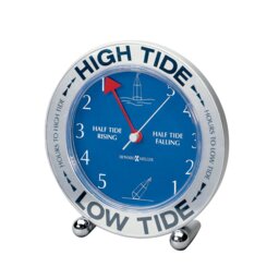 Coastal Analogue Acrylic Quartz Movement / Crystal Tabletop Clock in Silver/Blue