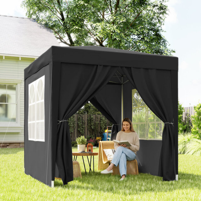 Outsunny 2 x 2 m Garden Pop Up Gazebo with Sidewalls Water Resistant