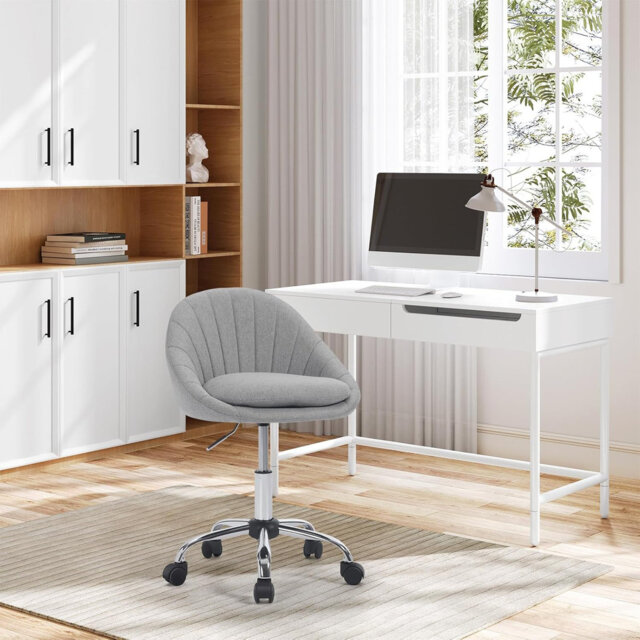 Home office chair, ergonomic office chair, swivel chair, swivel chair with castors, 150kg desk chair, for study, bedroom, breathable fabric, gray
