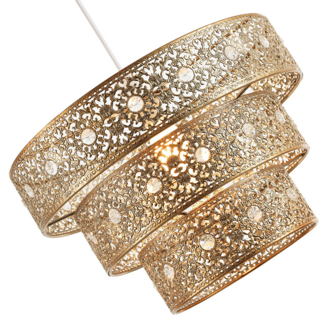 Polished Gold Acrylic Gem Moroccan Style Triple Tier Pendant Lighting Shade By Langley Street