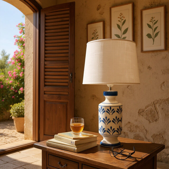 Alexxes Traditional Ceramic Table Lamp - Hand-Finished Bedroom and Living Room Lamp with Inline Switch and 1m Cable