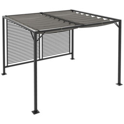 3 X 2.8m Metal Pergola With Retractable Pu Coated 180gsm Polyester Canopy, Drainage Grommet Holes, 16 Ground Stakes Included, Outdoor Garden Patio Gaz