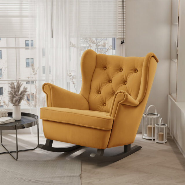 SCANDI upholstered wingback rocking chair