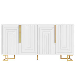 Sideboard With 4 Doors And Metal Legs Black