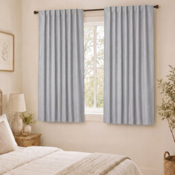 100% Blackout Curtains Thermal Linen Look Pair Ready Made 46x54 in Grey