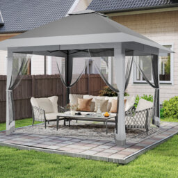 13x13ft Pop Up Gazebo – Double Roof, Mosquito Net, Height Adjustable – Outdoor Canopy Shelter for Patio & Garden Events