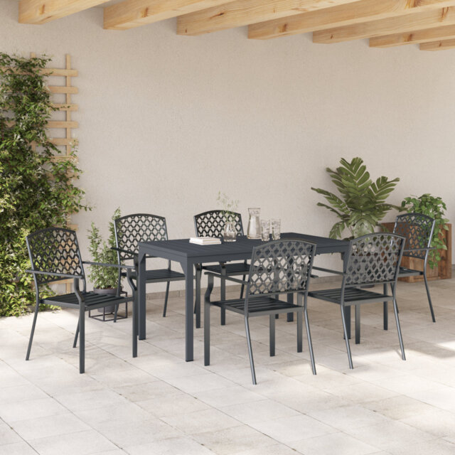 Garden Dining Set Extendable Manual 7 Pcs Anthracite Standard Metal