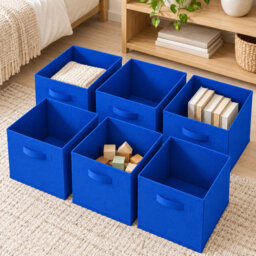 Set of 6 Collapsible Fabric Cube Boxes 27cm Foldable Bins for Toys