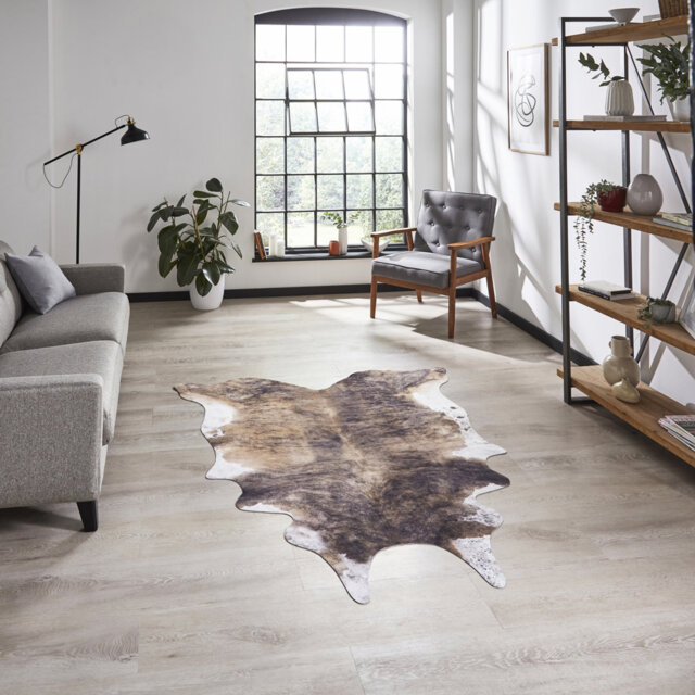 Faux Cow Print Brown/White Animal Print Rug
