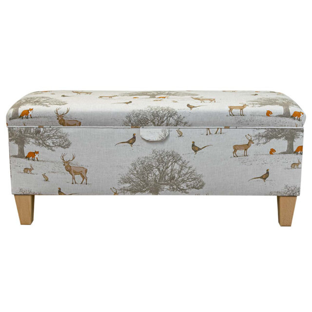 Cotton Upholstered Storage Bench