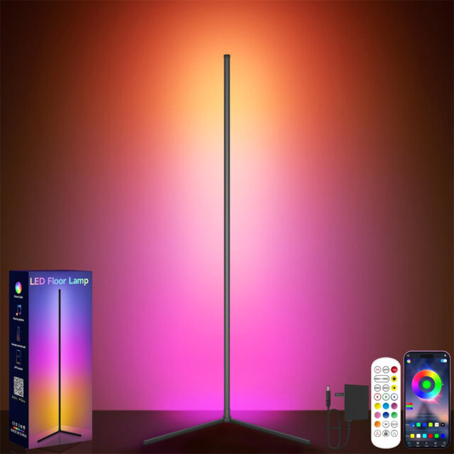 Corner Floor Lamp, RGB LED Corner Lamp With Music Sync, Smart App And Remote Control
