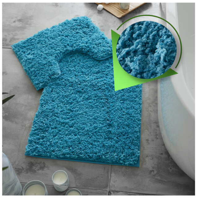 Luxury Zero Twist Bath Mat Set 2 Piece Plush Microfiber Bathroom Rug & Pedestal Mat Non Slip Absorbent Washable