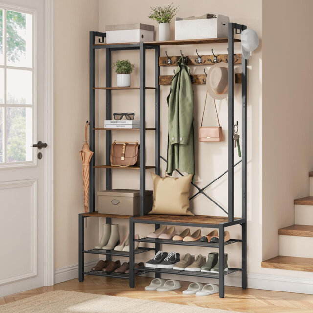 Hall Tree 120cm Wide with Bench and Shoe Storage
