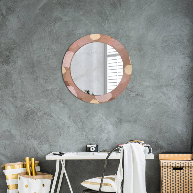 Huldar Round Glass Framed Wall Mounted Accent Mirror in Brown