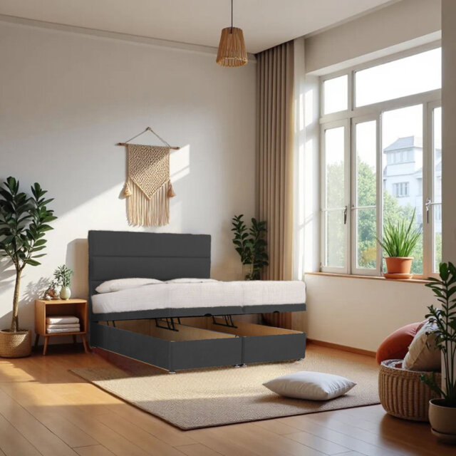 Upholstered Divan Bed with Mattress