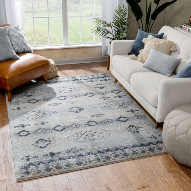 Omaha Alu Tribal Power Loom Blue Rug