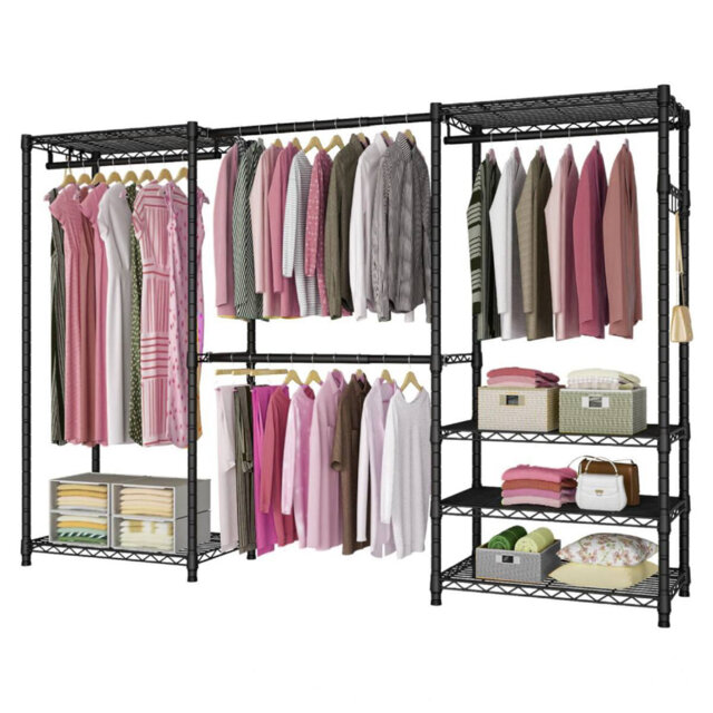 Bendik Clothing Rack with 4 clothes rails and 6 height-adjustable shelves 1 hook