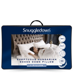 Retreat by Snuggledown Hungarian Goose Down Soft Support Pillow – Luxury Front Sleeper Comfort