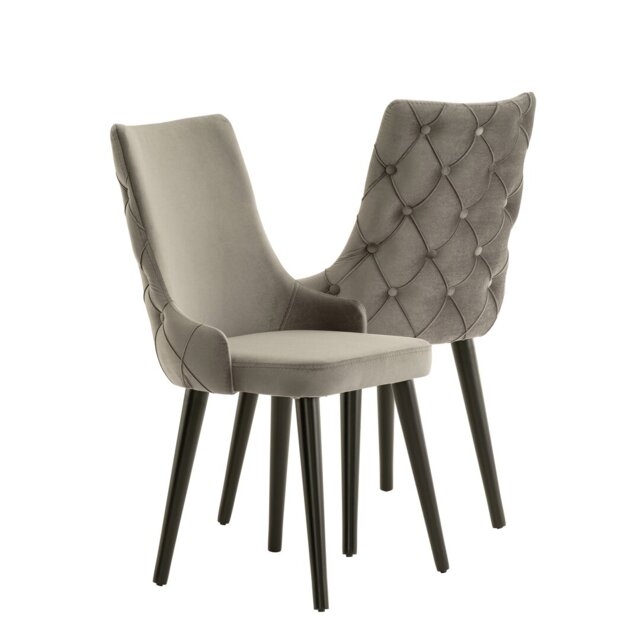 Tufted Velvet Side Chair in Beige