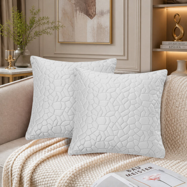 Pebble Pattern Velvet Cushion Covers Set of 2 – Soft Textured Scatter Pillow Covers for Sofa, Bed & Living Room