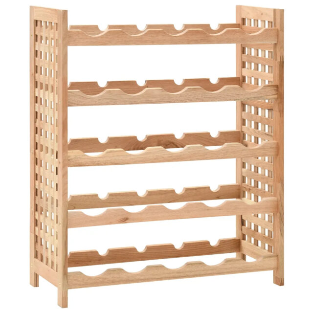 Lorene Solid Wood Floor Wine Bottle Rack in Beige