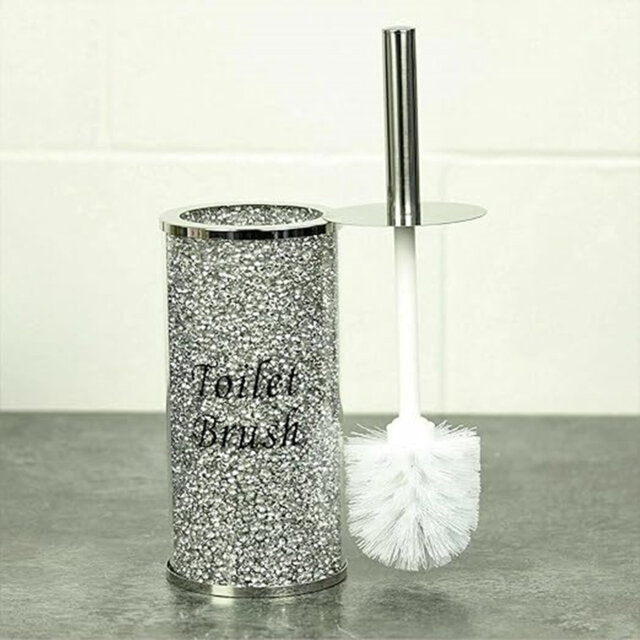 Crushed Diamond Free-Standing Toilet Brush and Holder