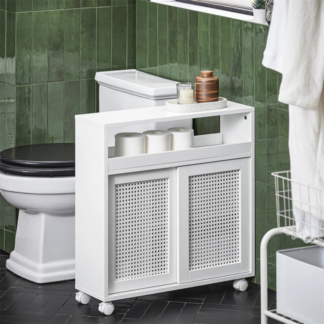 Toilet Paper Roll Holder With 2 Sliding Doors