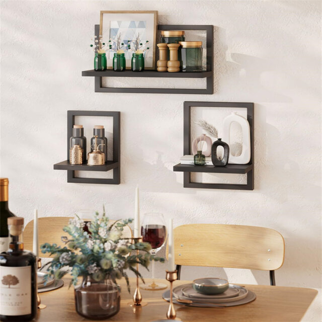 Floating Shelf Wall,Set Of 3 Wall Shelves,Hanging Shelves For Wall Storage,Display Racks,Square Bookcase  Light Wood