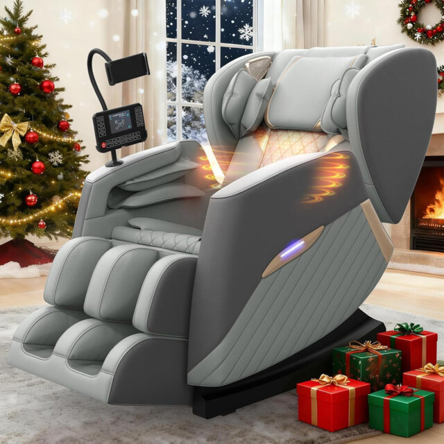 Electric Massage Chair, Full-Body Massage Chair with Heating, 8 Airbags, 16 Fixed Massage Rollers, Calf and Foot Massage, Bluetooth Speaker, Control P