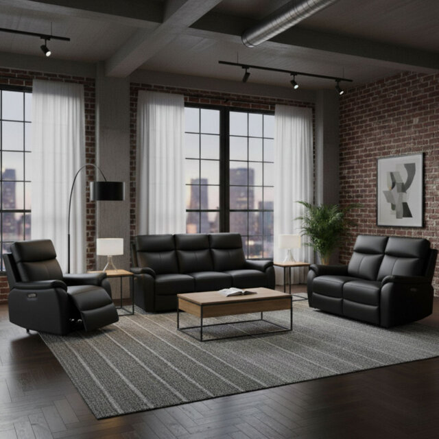 Windsor Powerglide 3 + 2 + 1 Real Leather Power Recliner Sofa Suite