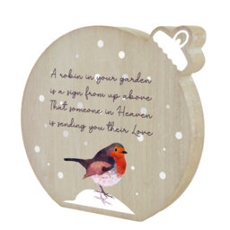 Cristopher A Robin In Your Garden Festive Robin Christmas Wooden Bauble Letter Block