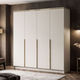AURORA 4D Wardrobe KASHMIR, Gold Chrome Handles