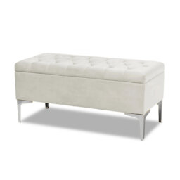 Modena Wide Velvet Tufted Rectangle Ottoman Storage Bench with Legs, Upholstered Multi-Function Footstool Bench for Living Room & Bedroom