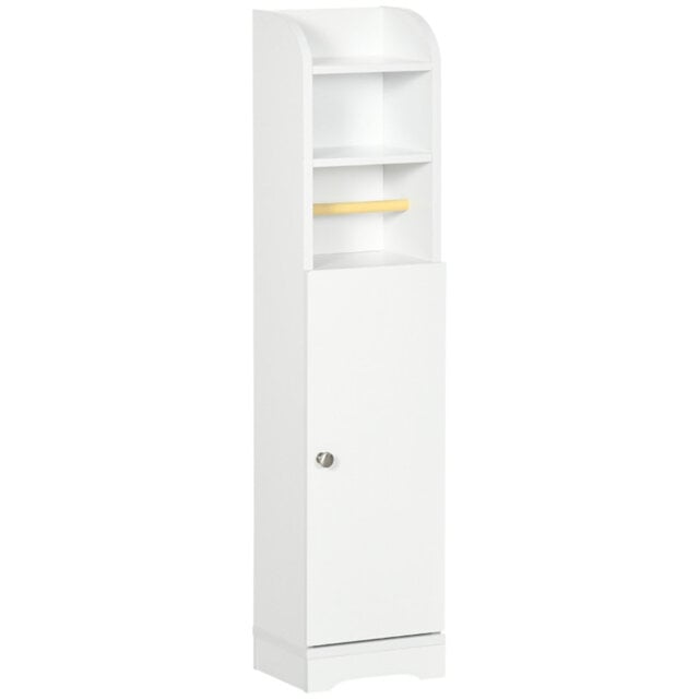 Narrow Bathroom Cabinet, Freestanding Slim Storage Organizer With Adjustable Shelves
