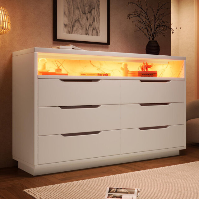6-drawer Chest Of Drawers With Led White