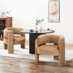 Velvet Upholstered Barrel Armchair