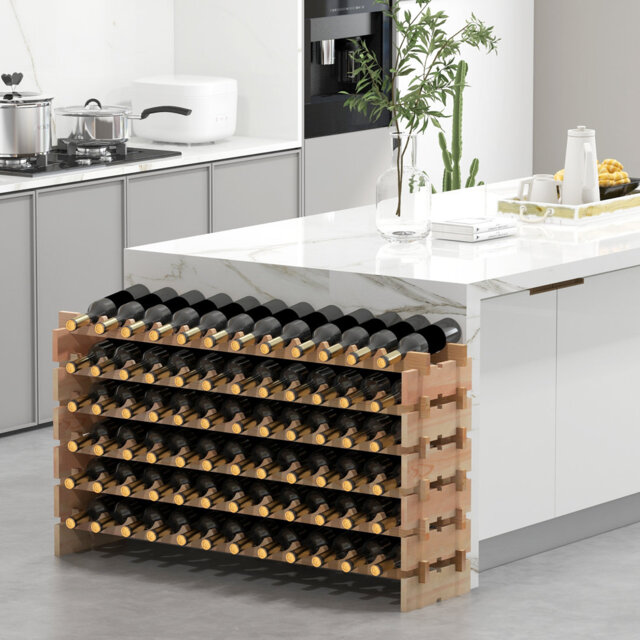 72 Bottles Storage Wine Rack Freestanding Pine Wood Display Shelf Wine Holder