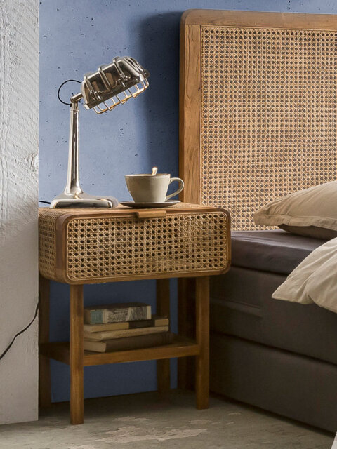 Marjo 1 Drawer Wicker & Rattan Bedside Table