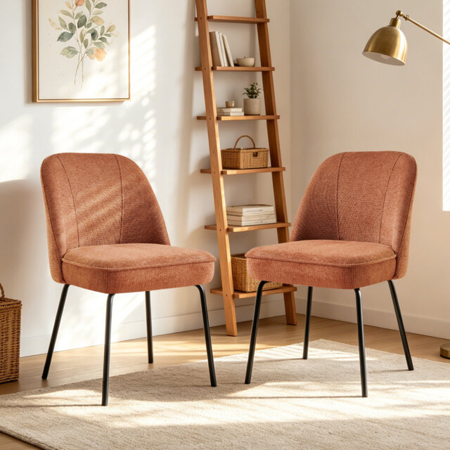 Modern Fabric Upholstered Dining Chair with Spring and Curved Back 12cm Cushion