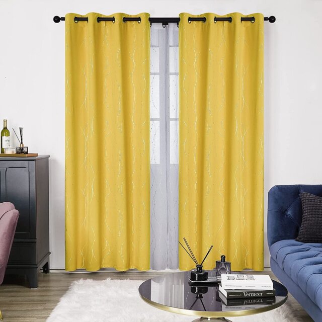 Senath Dotted Line Foil Printed Room Darkening Thermal Curtains