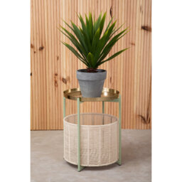 Green And Gold Iron And Cotton Two Tier Side Table
